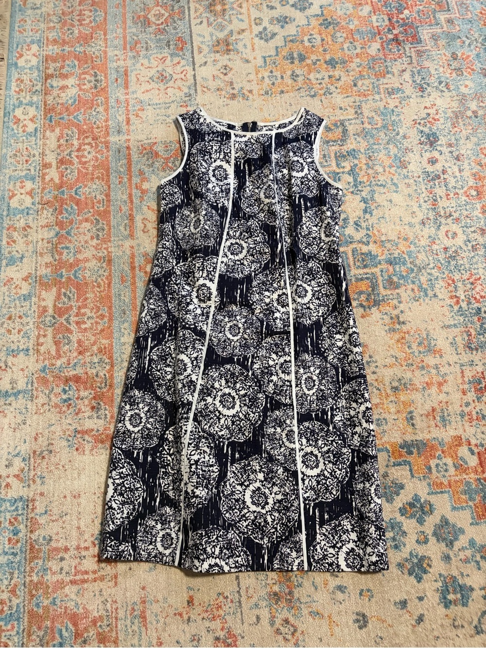 Nine West cotton sleeveless print sheath dress